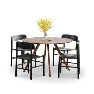 Milari 5 Piece Walnut Dining Set with Isak Black Oak Chairs by L3 Home, a Dining Sets for sale on Style Sourcebook