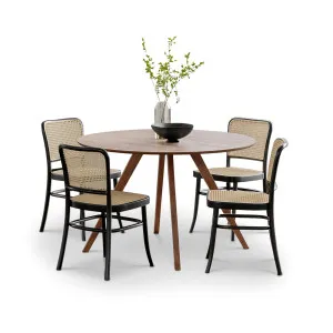 Milari 5 Piece Walnut Dining Set with Prague Rattan Bentwood Chairs by L3 Home, a Dining Sets for sale on Style Sourcebook