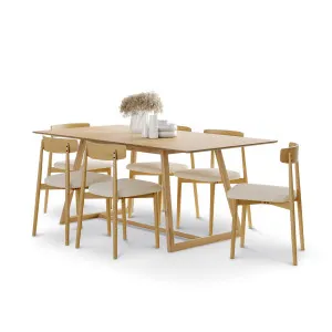 Manhattan 7 Piece Dining Set with Finn Natural Beige Oak Chairs by L3 Home, a Dining Sets for sale on Style Sourcebook