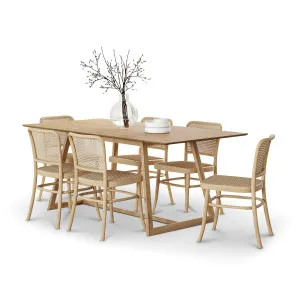 Manhattan 7 Piece Dining Set with Prague Natural Rattan Chairs by L3 Home, a Dining Sets for sale on Style Sourcebook