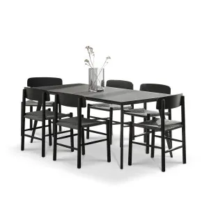 Bruno 7 Piece Black Dining Set with Isak Oak Chairs by L3 Home, a Dining Sets for sale on Style Sourcebook