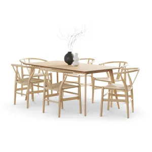 Bruno 7 Piece Dining Set with Arche Oak Wishbone Chairs by L3 Home, a Dining Sets for sale on Style Sourcebook