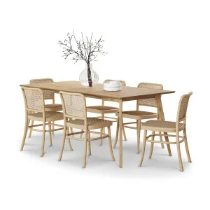 Bruno 7 Piece Dining Set with Prague Natural Rattan Chairs by L3 Home, a Dining Sets for sale on Style Sourcebook