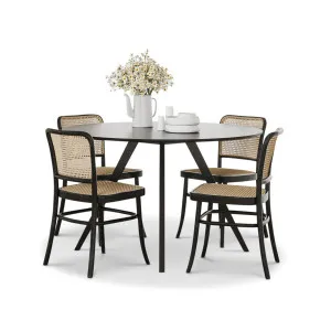 Milari 5 Piece Black Dining Set with Prague Rattan Bentwood Chairs by L3 Home, a Dining Sets for sale on Style Sourcebook