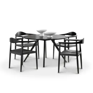 Milari 5 Piece Black Dining Set with Koen Black Oak Chairs by L3 Home, a Dining Sets for sale on Style Sourcebook