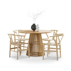 Pedie 5 Piece Dining Set with Arche Oak Wishbone Chairs by L3 Home, a Dining Sets for sale on Style Sourcebook