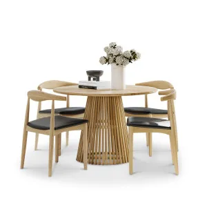 Pedie 5 Piece Dining Set with Elba Natural Oak Chairs by L3 Home, a Dining Sets for sale on Style Sourcebook