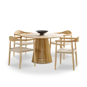 Pedie 5 Piece Dining Set with Koen Natural Oak Chairs by L3 Home, a Dining Sets for sale on Style Sourcebook