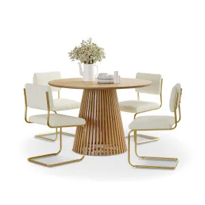 Pedie 5 Piece Dining Set with Myah Boucle Gold Cantilever Chairs by L3 Home, a Dining Sets for sale on Style Sourcebook