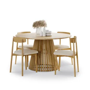 Pedie 5 Piece Dining Set with Finn Natural Beige Oak Chairs by L3 Home, a Dining Sets for sale on Style Sourcebook