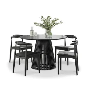 Pedie 5 Piece Black Dining Set with Elba Oak Elbow Chairs by L3 Home, a Dining Sets for sale on Style Sourcebook