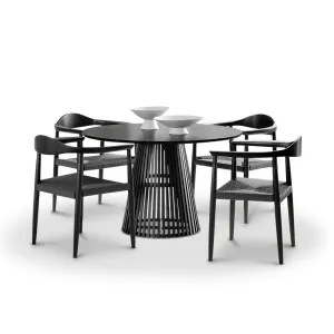 Pedie 5 Piece Black Dining Set with Koen Black Oak Chairs by L3 Home, a Dining Sets for sale on Style Sourcebook