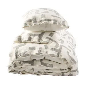 Antico Deluxe Linen Duvet Set - Off White/Slate by Eadie Lifestyle, a Quilt Covers for sale on Style Sourcebook