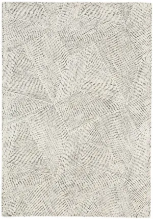 Tilde Charcoal and Ivory Striped Modern Wool Rug by Miss Amara, a Contemporary Rugs for sale on Style Sourcebook