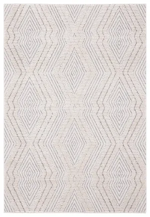 Dayna Ivory and Grey Textured Diamond Tribal Rug by Miss Amara, a Persian Rugs for sale on Style Sourcebook