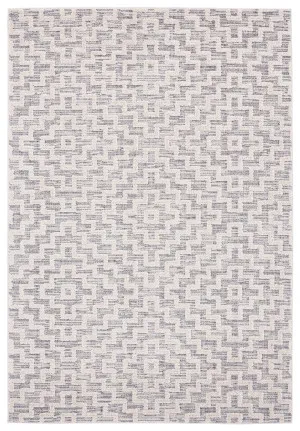 Sarita Ivory and Grey Geometric Textured Rug by Miss Amara, a Persian Rugs for sale on Style Sourcebook