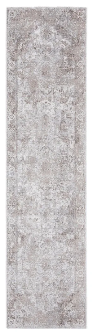 Morgan Beige and Brown Transitional Distressed Medallion Runner Rug by Miss Amara, a Persian Rugs for sale on Style Sourcebook