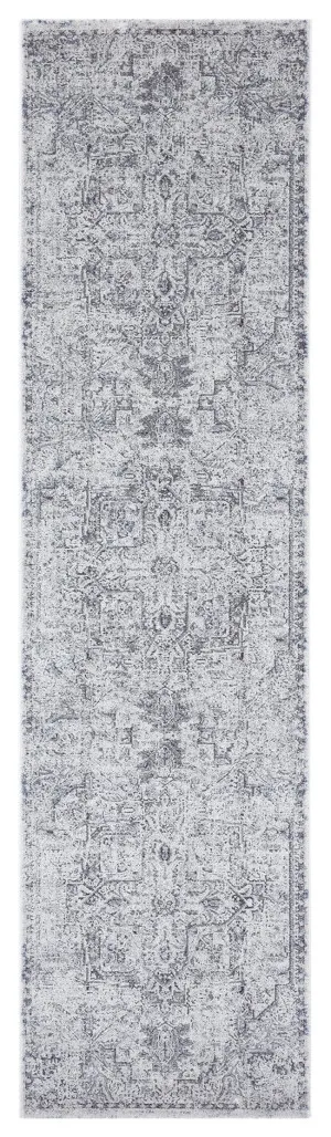 Elania Grey and Blue Traditional Distressed Medallion Runner Rug by Miss Amara, a Persian Rugs for sale on Style Sourcebook