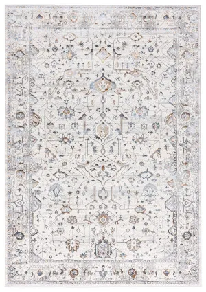 Evelyn Cream Blue And Tan Lustrous Traditional Rug by Miss Amara, a Contemporary Rugs for sale on Style Sourcebook
