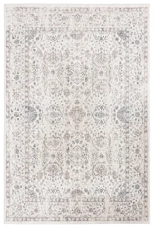 Natasha Cream And Silver Grey Traditional Floral Rug by Miss Amara, a Persian Rugs for sale on Style Sourcebook