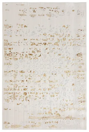 Lindy Cream Ivory And Gold Traditional Floral Rug by Miss Amara, a Persian Rugs for sale on Style Sourcebook