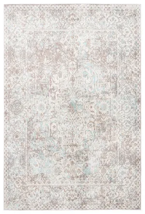 Isla Cream Grey and Blue Rug by Miss Amara, a Persian Rugs for sale on Style Sourcebook