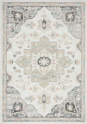 Ingrid Cream Blue And Pink Traditional Floral Rug by Miss Amara, a Persian Rugs for sale on Style Sourcebook