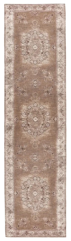 Olive Caramel Brown Traditional Medallion Runner Rug by Miss Amara, a Persian Rugs for sale on Style Sourcebook