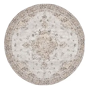 Helena White and Peach Turkish Style Distressed Round Rug by Miss Amara, a Persian Rugs for sale on Style Sourcebook