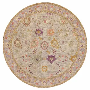 Olivia Boho Beige Purple and Coral Round Rug by Miss Amara, a Contemporary Rugs for sale on Style Sourcebook