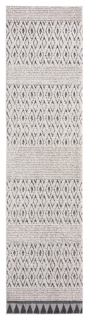 Talia Ivory Black Tribal Textured Runner Rug by Miss Amara, a Persian Rugs for sale on Style Sourcebook