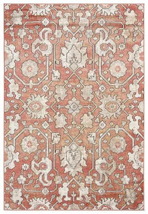Gracie Peach Terracotta Transitional Floral Motif Rug by Miss Amara, a Persian Rugs for sale on Style Sourcebook