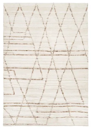 Leona Ivory Beige Tribal Wool Shag Rug by Miss Amara, a Contemporary Rugs for sale on Style Sourcebook