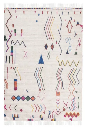Remi Ivory Multi-Colour Abstract Tribal Indoor Outdoor Rug by Miss Amara, a Contemporary Rugs for sale on Style Sourcebook