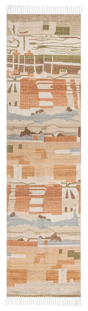 Allegra Orange and Cream Multi-Colour Abstract Tribal Indoor Outdoor Runner Rug by Miss Amara, a Contemporary Rugs for sale on Style Sourcebook