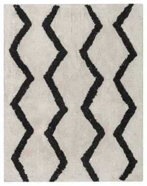 Hayley Black and Ivory Tribal Washable Berber Bath Mat by Miss Amara, a Shag Rugs for sale on Style Sourcebook