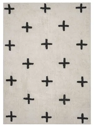 Zelia Black and Ivory Minimal Washable Berber Rug by Miss Amara, a Shag Rugs for sale on Style Sourcebook