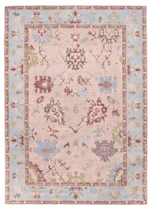 Dakota Blue and Pink Bordered Floral Rug by Miss Amara, a Persian Rugs for sale on Style Sourcebook