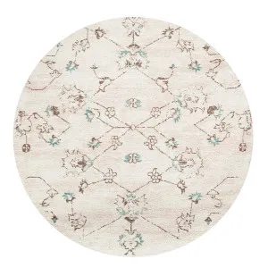 Luna Blue and Pink Floral Round Rug by Miss Amara, a Contemporary Rugs for sale on Style Sourcebook