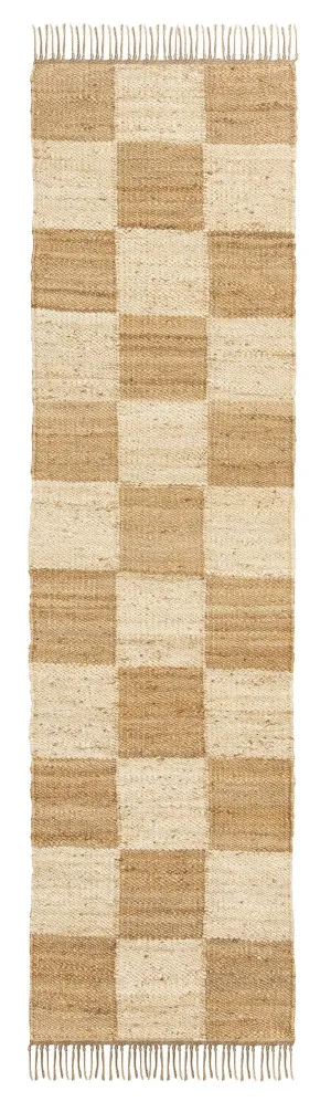 Riley Natural and Bleached Checkered Jute Runner Rug by Miss Amara, a Contemporary Rugs for sale on Style Sourcebook