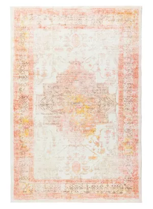 Marissa Orange Peach and Cream Medallion Washable Rug by Miss Amara, a Persian Rugs for sale on Style Sourcebook