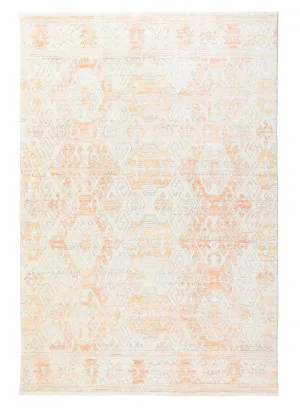 Neride Orange and Cream Tribal Washable Rug by Miss Amara, a Persian Rugs for sale on Style Sourcebook