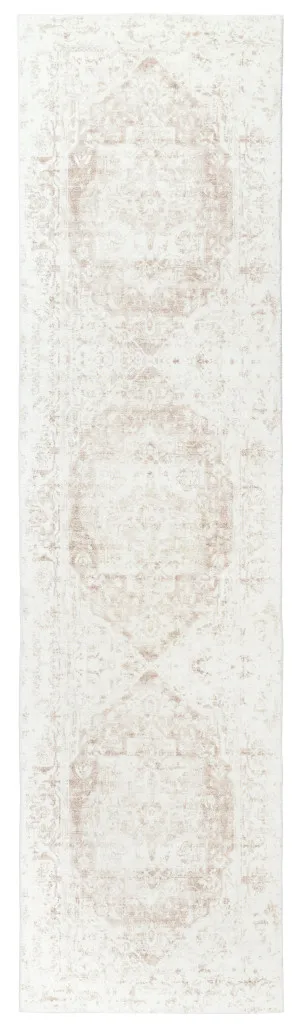 Cabanela Cream and Beige Distressed Washable Runner Rug by Miss Amara, a Persian Rugs for sale on Style Sourcebook