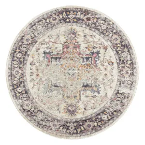 Haven Cream and Purple Multi-Colour Distressed Round Rug by Miss Amara, a Persian Rugs for sale on Style Sourcebook