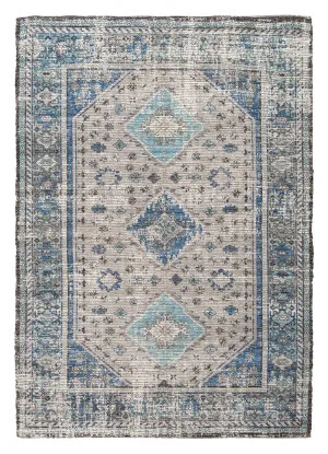 Ranya Blue and Grey Floral Distressed Rug by Miss Amara, a Persian Rugs for sale on Style Sourcebook