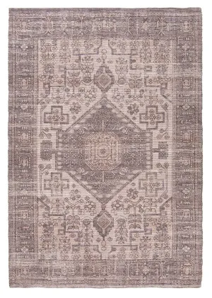 Xandria Purple Grey and Cream Floral Distressed Rug by Miss Amara, a Persian Rugs for sale on Style Sourcebook