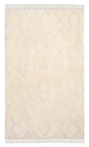 Jahna Cream Beige Diamond Tribal Washable Rug by Miss Amara, a Shag Rugs for sale on Style Sourcebook