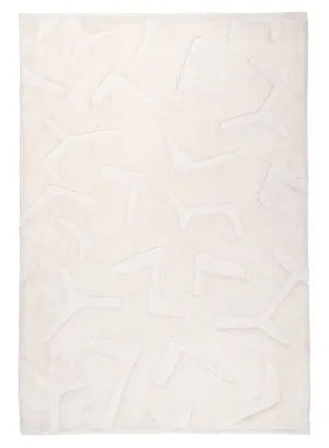 Akkira Abstract Cream Washable Wool Rug by Miss Amara, a Shag Rugs for sale on Style Sourcebook