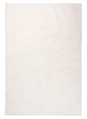 Eniko Abstract Cream Washable Wool Rug by Miss Amara, a Shag Rugs for sale on Style Sourcebook