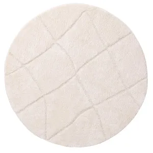 Calypso Ivory Cream Textured Tribal Round Rug by Miss Amara, a Persian Rugs for sale on Style Sourcebook